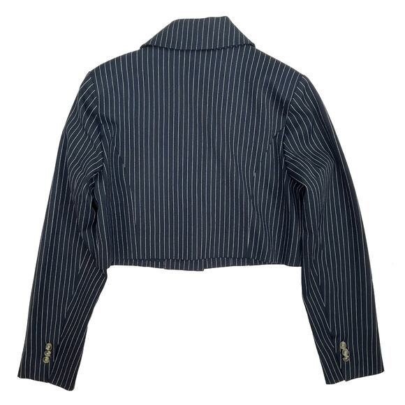 Amazon's The Drop Reims Cropped Blazer Sz S New $79 Navy Blue Pinstripe Lined - Picture 7 of 12